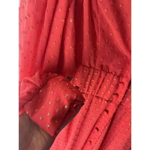 Kimberly Goldson NEW Lesli Jacquard Maxi Dress SIZE Xs WOMENS Coral Gold - Picture 11 of 16